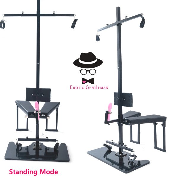 BDSM Furniture Obedience Bench Sitting or Standing Penalty Chair Bondage Tools Multifunction with Handcuffs and Ankle Cuffs for Men Women & Couples - Image 10