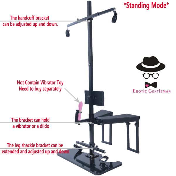 BDSM Furniture Obedience Bench Sitting or Standing Penalty Chair Bondage Tools Multifunction with Handcuffs and Ankle Cuffs for Men Women & Couples - Image 9