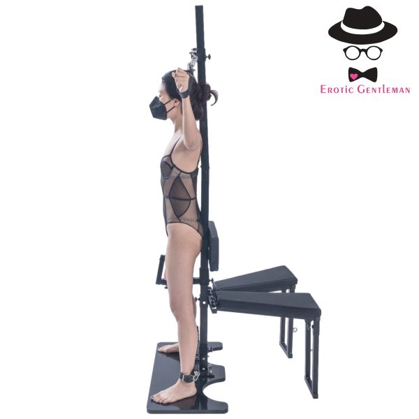 BDSM Furniture Obedience Bench Sitting or Standing Penalty Chair Bondage Tools Multifunction with Handcuffs and Ankle Cuffs for Men Women & Couples - Image 6