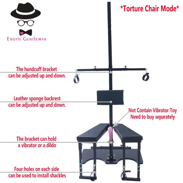 BDSM Furniture Obedience Bench Sitting or Standing Penalty Chair Bondage Tools Multifunction with Handcuffs and Ankle Cuffs for Men Women & Couples - Image 16